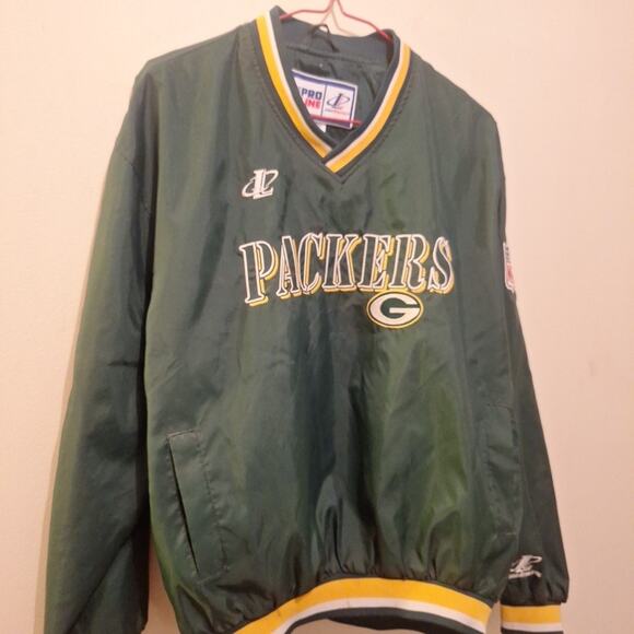 Vintage Logo Athletic Pro Line Green Bay Packers Windbreaker Pullover Men Size L - Picture 1 of 9